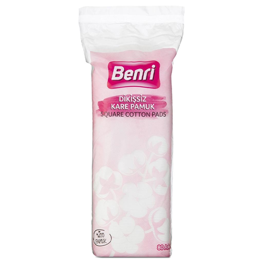 Benri Seamless Square Cotton Pads for Gentle Cleansing 80 Count