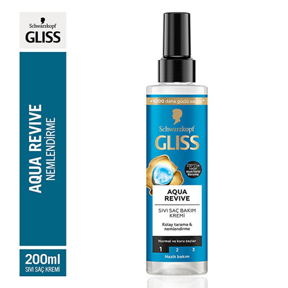 Gliss Aqua Revive Hyaluronic Acid Hair Moisturizer with Seaweed Extract - 6.76 fl oz Leave-In Treatment for Dry Hair
