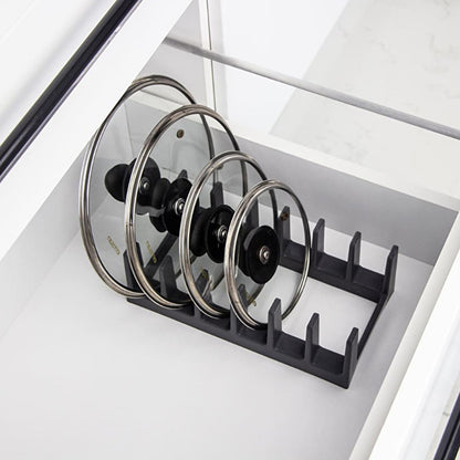 Decobella Pot Lid Organizer - Space Saving Kitchen Cabinet Organizer Holds 6 Lids, BPA-Free, Easy Access & Decluttering
