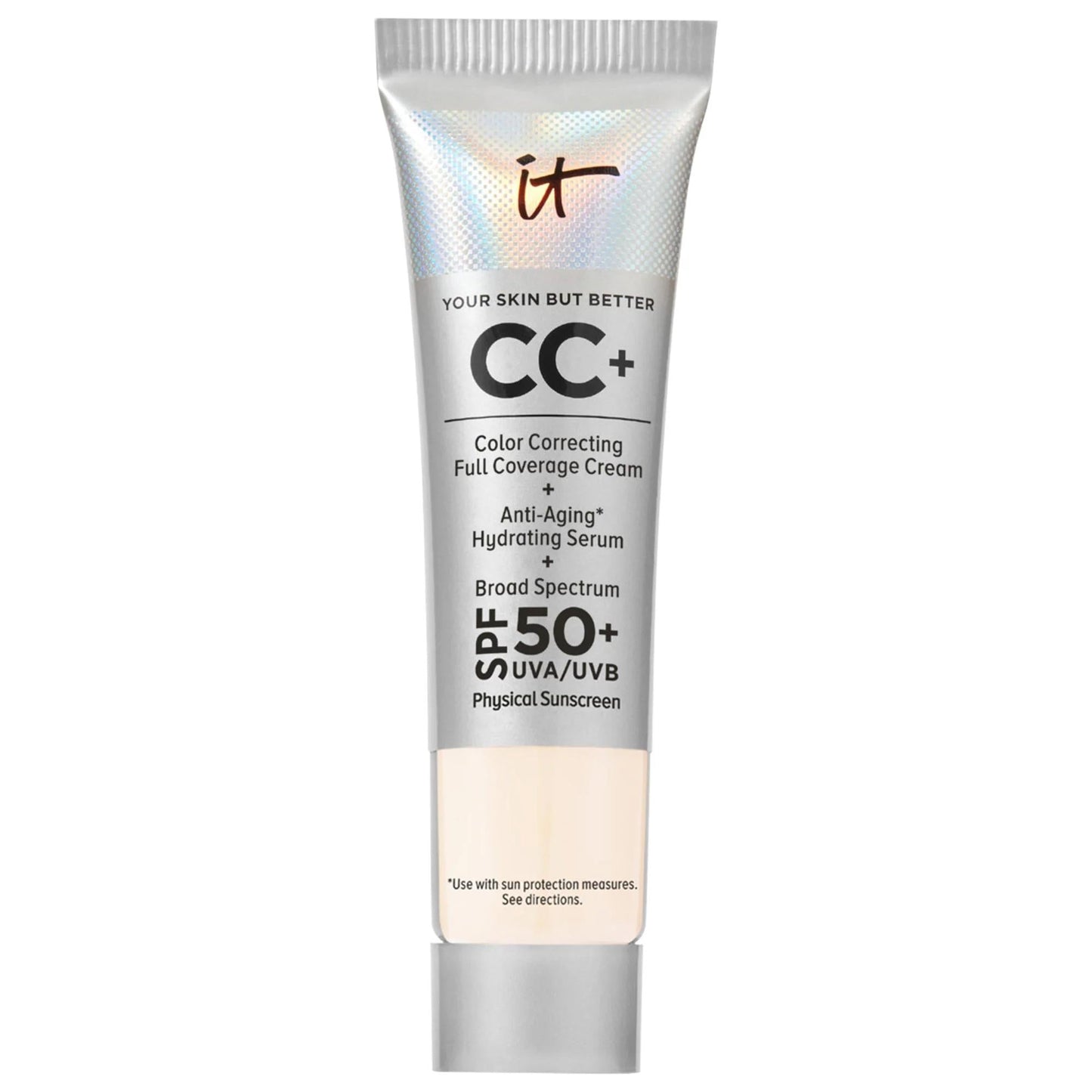 IT Cosmetics CC+ Cream: Full Coverage SPF 50+ Foundation - Hydrating, Anti-Aging, Color Correcting - Covers Acne, Redness, Uneven Skin Tone