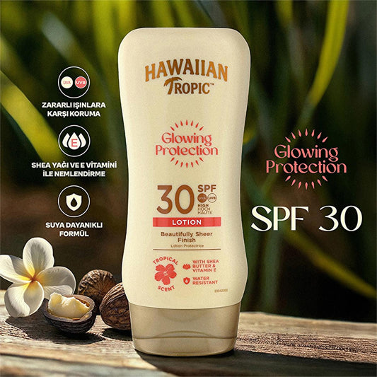 Hawaiian Tropic SPF 30 Sunscreen Lotion: UVA/UVB Protection for Glowing Skin - Vegan & Cruelty-Free, Water Resistant