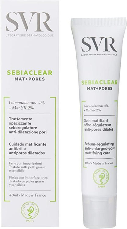SVR Sebiaclear Mat Pores: Oil Control Matte Moisturizing Cream | Pore Minimizing, Anti-Shine Salicylic Acid & Niacinamide Cream for Oily Skin