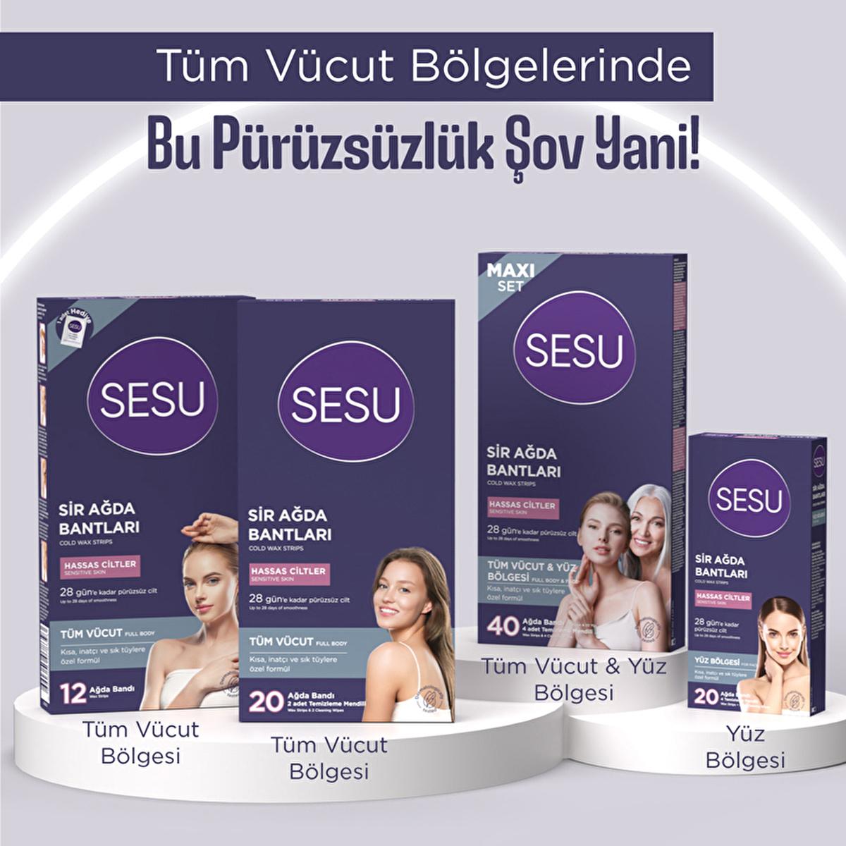 Sesu Sensitive Skin Wax Strips - Easy Hair Removal for Short Hair, Sugar-Free Formula