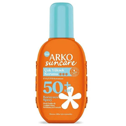 Arko Suncare SPF 50+ Sunscreen Spray for Sensitive Skin - Waterproof, Non-Greasy UVA/UVB Protection