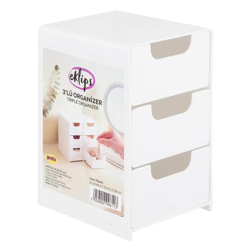 Eklips 3-Piece Clear Makeup Organizer Set