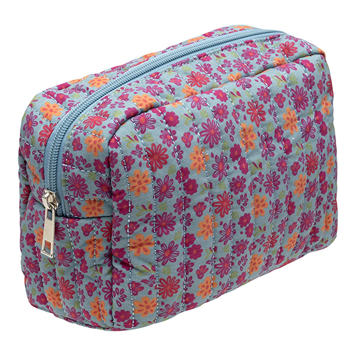 Eklips Quilted Cosmetic Bag: Stylish & Compact Makeup Organizer - Perfect Travel Size.