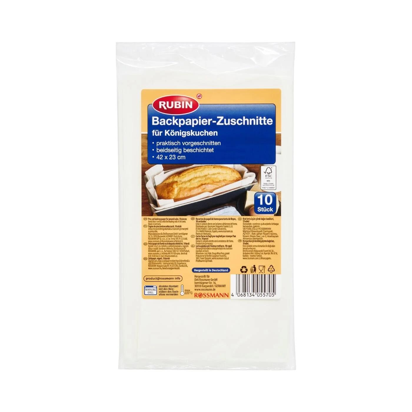 Rubin Non-Stick Baton Cake Mold Paper Liners 10-Pack