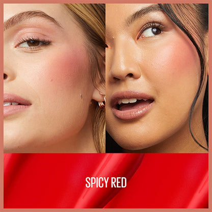 Maybelline Sunkisser Hazy Matte Liquid Blush - Spicy Red: Natural Matte Summer Glow, Long Lasting, Vitamin E, Easy Blend