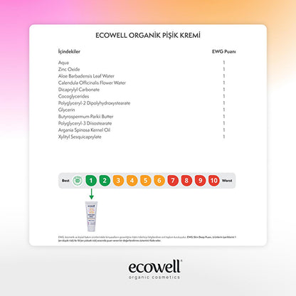 Ecowell Organic Diaper Cream - 110g, Vegan & Hypoallergenic for Newborns