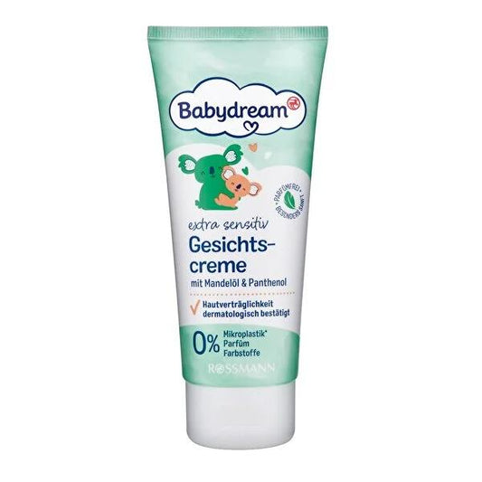 Babydream Baby Face Care Cream for Sensitive Skin, Fragrance-Free, Vegan, 3.38 fl oz