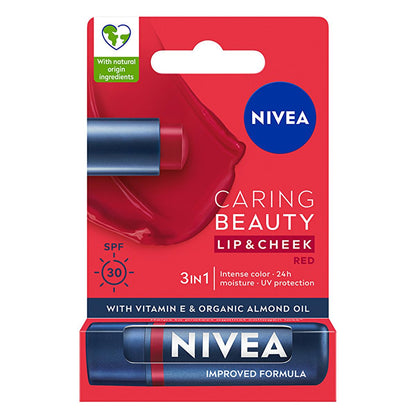NIVEA Tinted Lip Care Balm with SPF30 UV Protection - Moisturizing, Natural Ingredients, 3-in-1 Formula