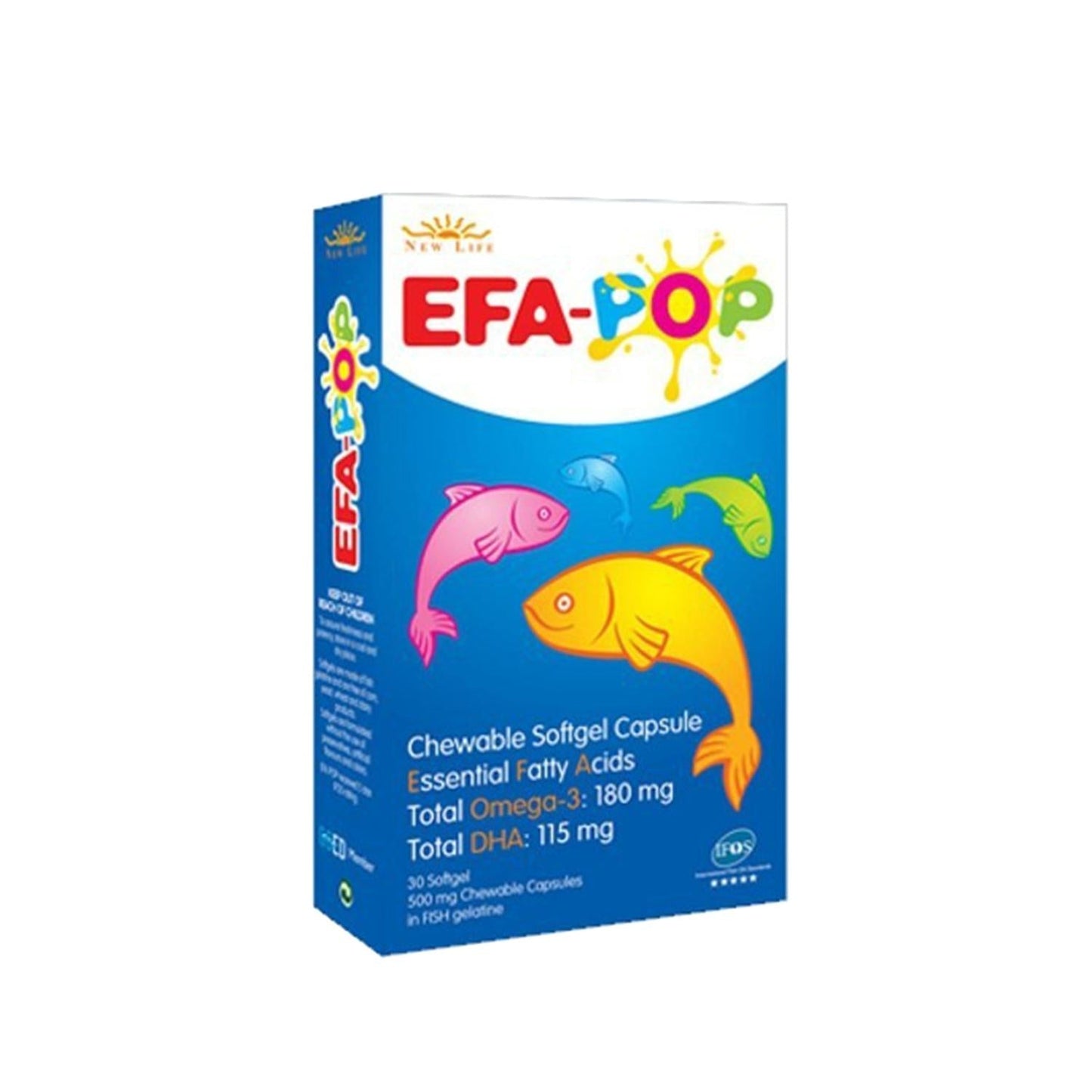 New Life Efa Pop: Chewable DHA & D3 Vitamin Supplement for Kids - Supports Brain & Bone Health, 60 Tablets