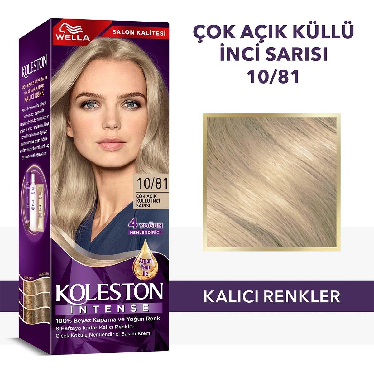 Wella Koleston Intense Ash Blonde Hair Dye: 100% Gray Coverage, Long Lasting Color, Argan Oil - Light Ash Pearl Blonde