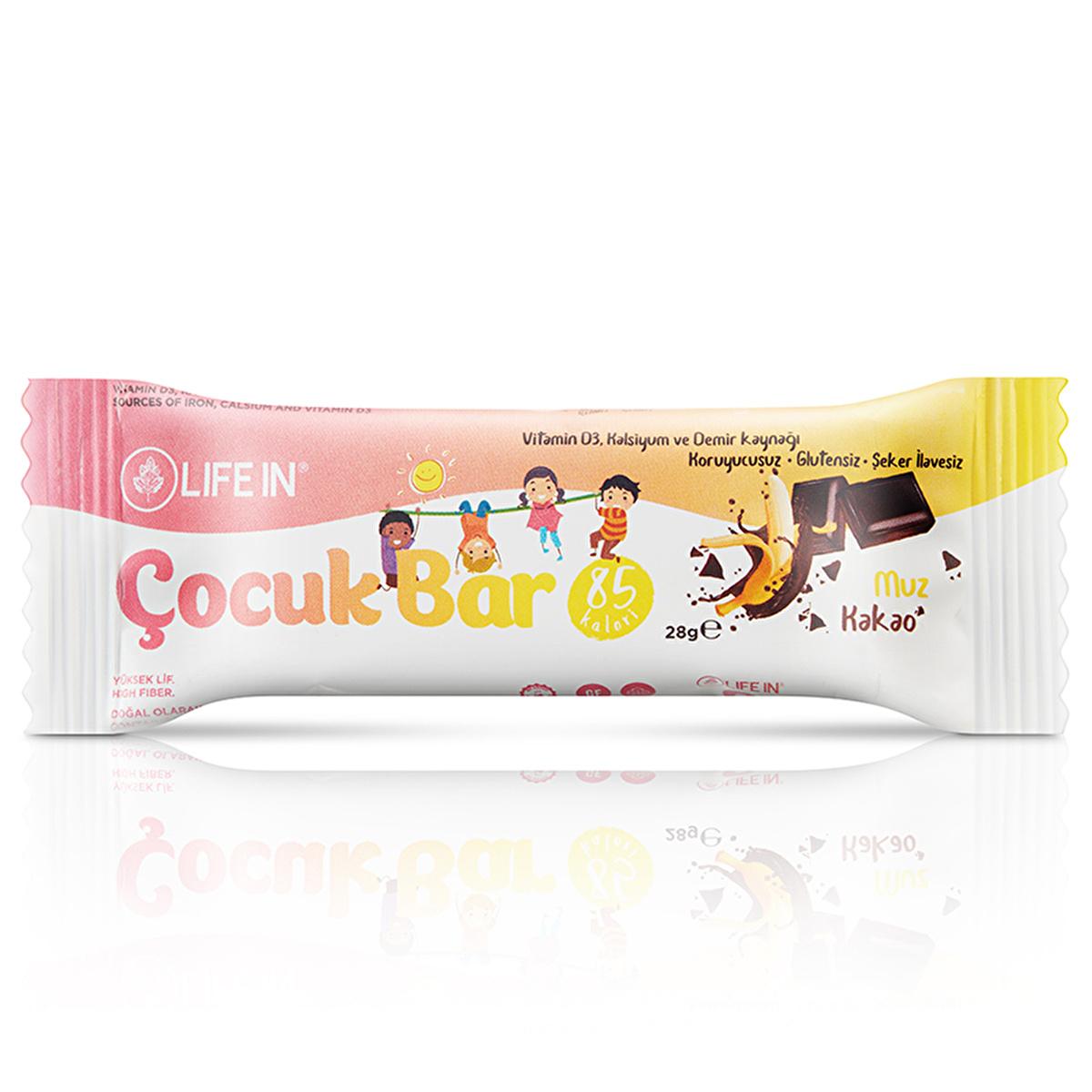 Life In Children's Energy Bar - Gluten-Free, Sugar-Free Banana & Cocoa Snack Bar for Kids