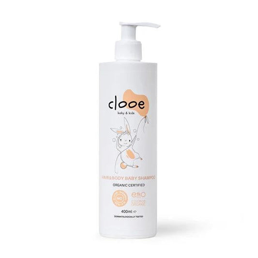 Clooe Organic Baby Shampoo 400ml - Tear-Free, Gentle Natural Baby Wash for Sensitive Skin - Paraben & Sulfate Free