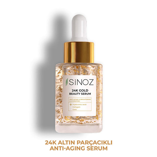 Sinoz 24K Gold Facial Serum: Anti-Aging, Collagen & Hyaluronic Acid Serum for Radiant, Firm, and Hydrated Skin - All Skin Types
