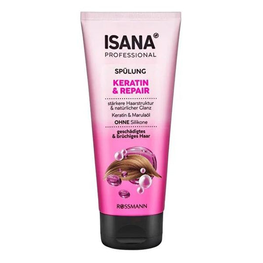 Isana Professional Keratin Hair Conditioner: Repair Damaged, Brittle Hair - Silicone & Microplastic Free, Marula Oil - Strengthens & Revitalizes