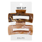 Eklips Marble Rectangular Hair Clips in Brown & Cream 2-Pack