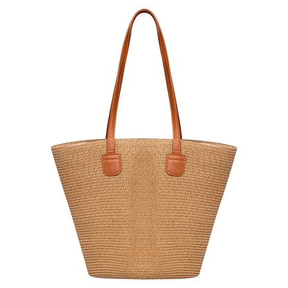 Eklips Beige Straw Beach Bag for Summer Travel