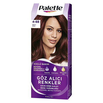 Palette Hair Dye - Intense Dark Red Color with Keratin & Nourishing Oils - 4-88 Koyu Kızıl