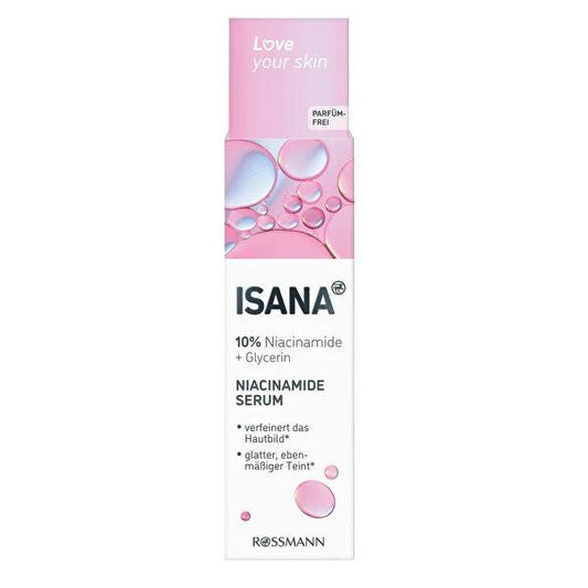 Isana Niacinamide Serum 30ml - Anti-Aging Hydrating Serum with 10% Niacinamide and Glycerin