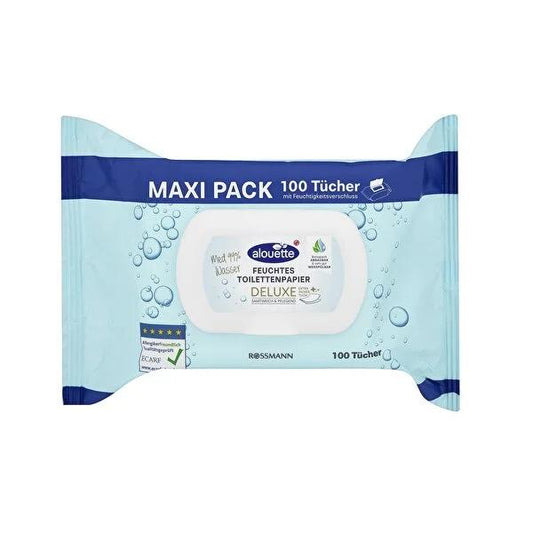 Alouette Fragrance-Free Wet Toilet Paper - Gentle, Biodegradable Flushable Wipes for Sensitive Skin (100 Count)