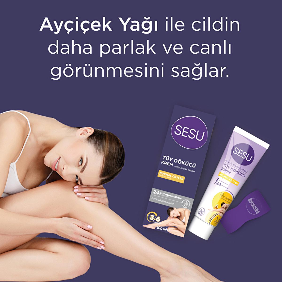 Sesu Hair Removal Cream for Normal Skin - 3.38 fl oz, Dermatologically Tested, Vitamin E & Bisabolol Enriched