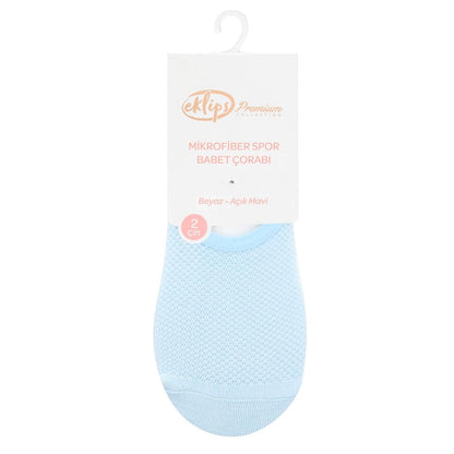 Eklips Premium Micro Blue & White No-Show Socks 2-Pack
