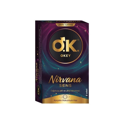 Okey Nirvana Sens Ribbed & Dotted Condoms 8-Pack