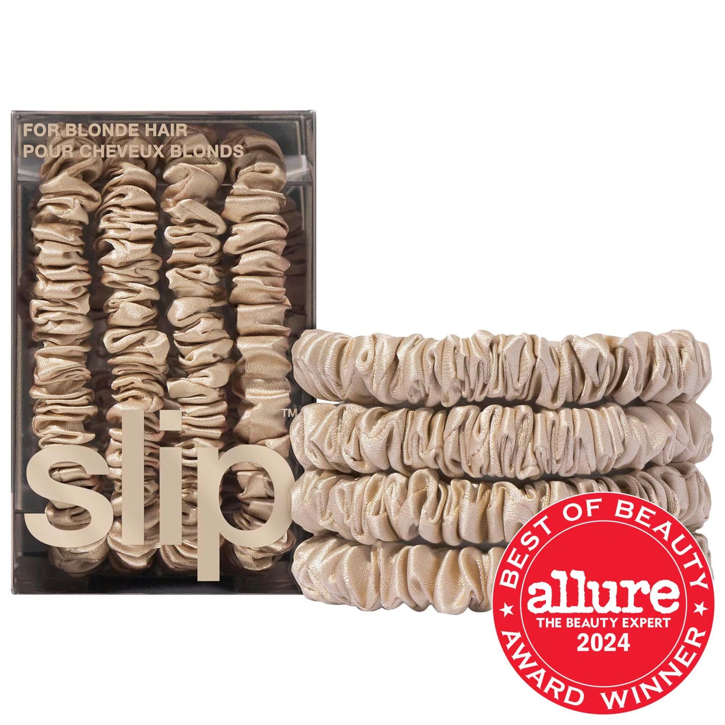 Slip Slipsilk Skinny Scrunchies - 4 Pack Silk Hair Accessories Anti-Crease Gentle Hair Ties