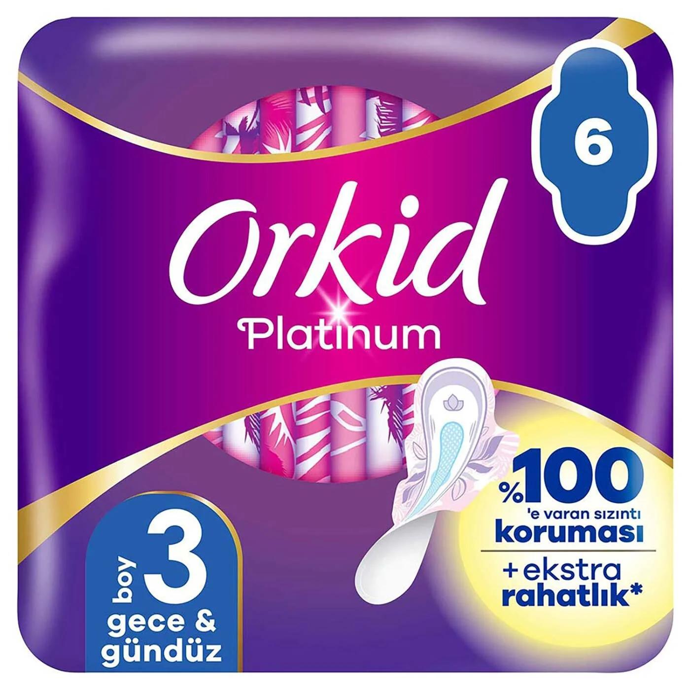 Orkid Platinum Size 3 Long Sanitary Pads with Wings 6 Count