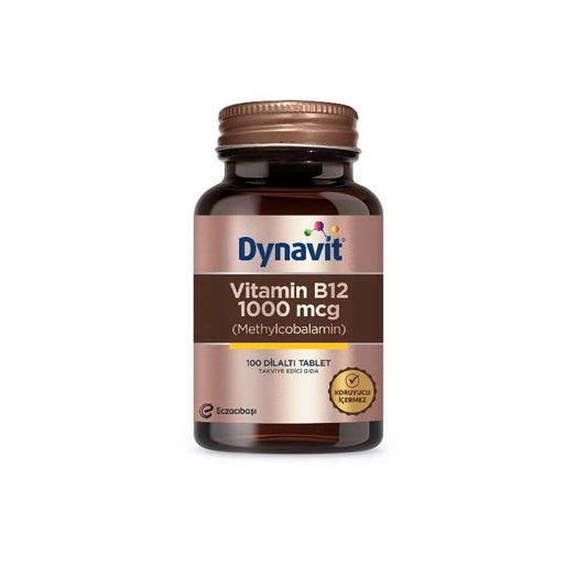 Dynavit Vitamin B12 1000 mcg Sublingual Tablets - Supports Nerve Function & Red Blood Cell Formation, 100 Count