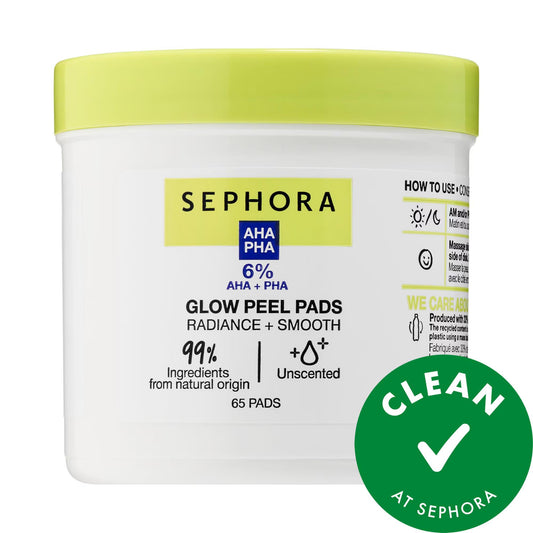 Glow Peel - Exfoliating Peel Pads with AHA + PHA for Smoother, Radiant Skin - Vegan & Natural