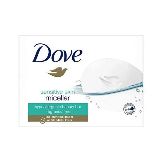 Dove Sensitive Skin Micellar Cream Bar Soap - Gentle, Fragrance-Free, Hypoallergenic, Moisturizing Bar for Face, Body, and Hands