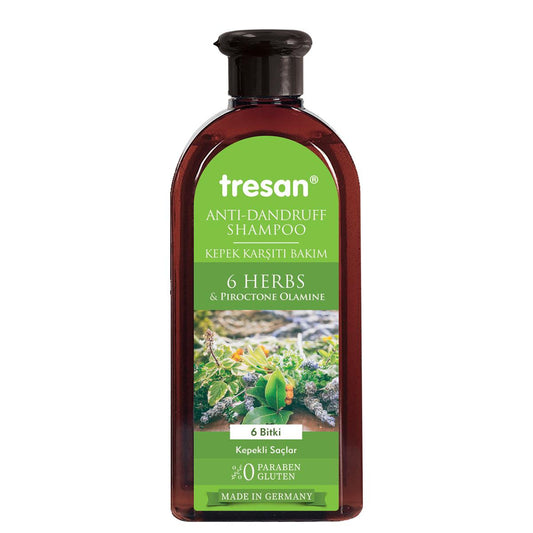 Tresan Anti-Dandruff Shampoo: 6 Plant Extracts & Piroctone Olamine - Balances Scalp Oil, Adds Shine (10.14 fl oz)