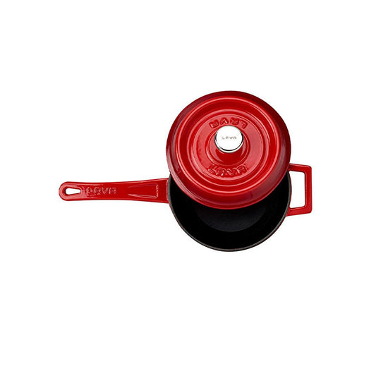 LAVA Cast Iron Sauce Pan - 18 cm, Enamel Coated, Durable Cookware for Home Cooks