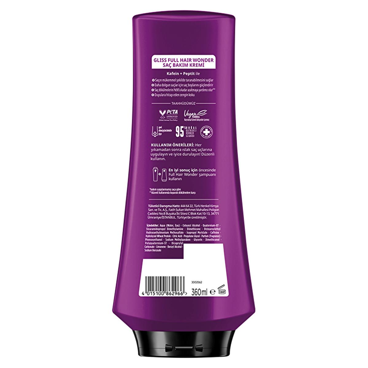 Gliss Full Hair Wonder: Anti-Hair Fall Conditioner with Caffeine & Peptide - Strengthens, Smooths & Adds Shine for Breakage-Prone Hair