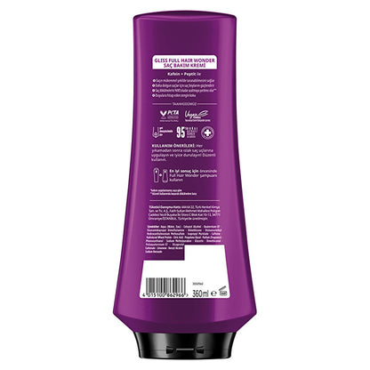 Gliss Full Hair Wonder: Anti-Hair Fall Conditioner with Caffeine & Peptide - Strengthens, Smooths & Adds Shine for Breakage-Prone Hair