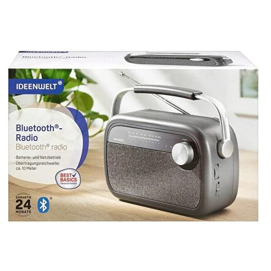 Ideenwelt Bluetooth Radio: Portable FM Radio with Battery & Mains Power - Perfect for Travel & Home