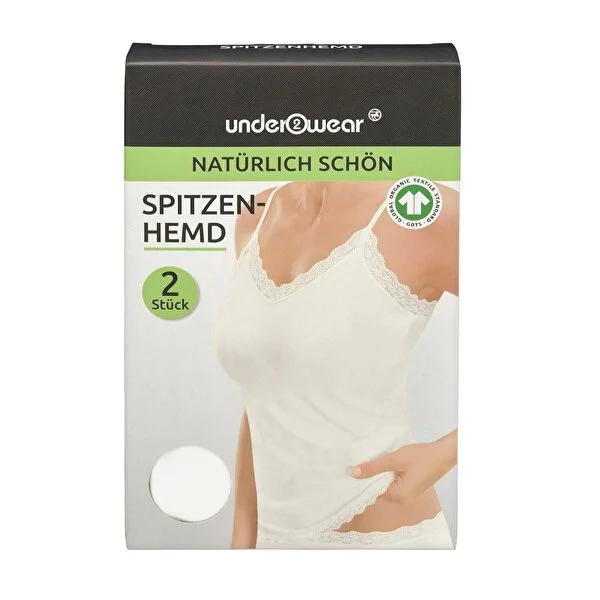 Underwear Kadõn: Organic Cotton Lace Tank Top 2-Pack - Comfortable Women's Underwear, White - Kadõn Athletic Undershirt