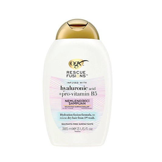 OGX Rescue Fusions Hyaluronic Acid Shampoo: Intense Moisture, Volume & Shine for Dry, Damaged Hair - Hydrating Shampoo for Dry Hair Repair