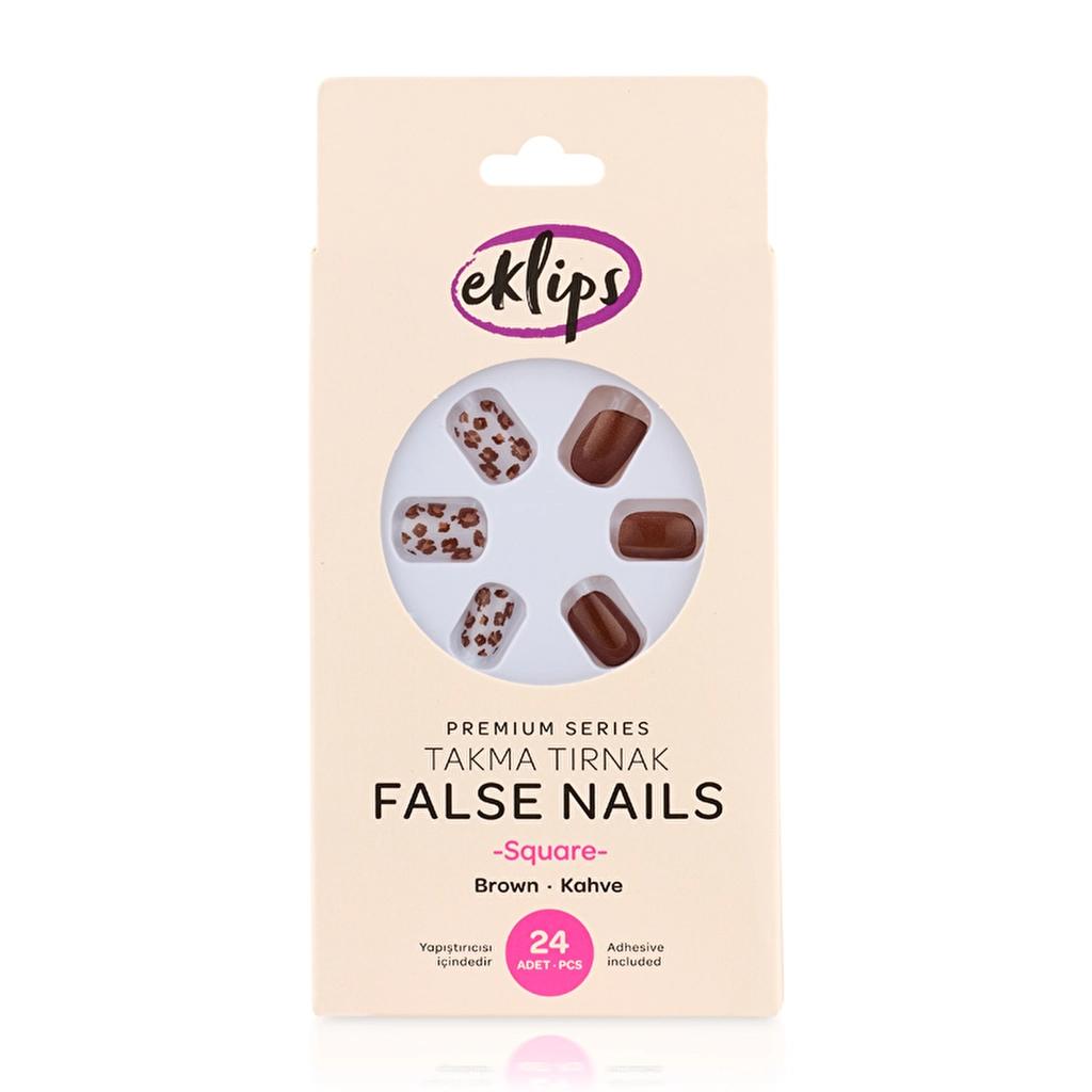 Eklips Square False Nails in Brown 24-Pack