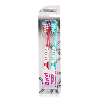 Benri Manual Toothbrush for Adults - ISO Compliant, Soft Bristles, Rubber Grip