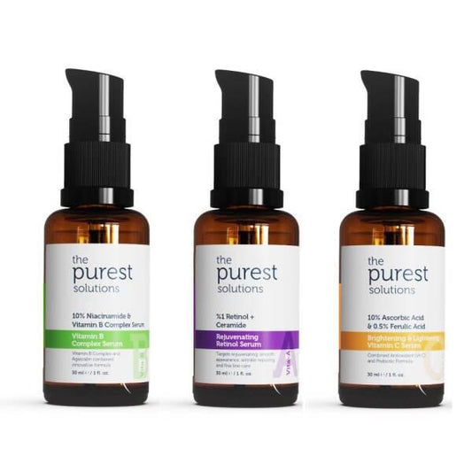The Purest Solutions Skincare Serum Set - Anti-Aging, Brightening, and Hydrating Vitamin C, Retinol, and Niacinamide Serums