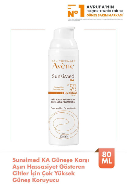 Avene Sunsimed KA High Protection Sunscreen SPF 50+ for Sensitive Skin - Water-Resistant, Non-Whitening, Soothing Avène Thermal Water - 2.71 fl oz