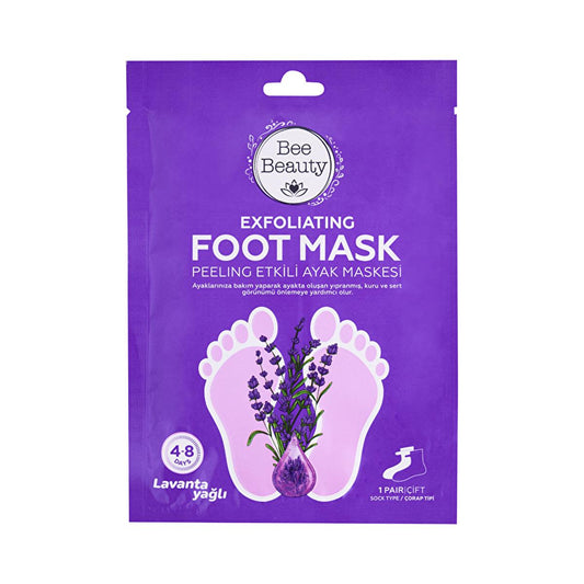 Bee Beauty Exfoliating Lavender Foot Mask for Dry Skin Care - Softens & Smoothes Rough Feet, 4-8 Day Exfoliation