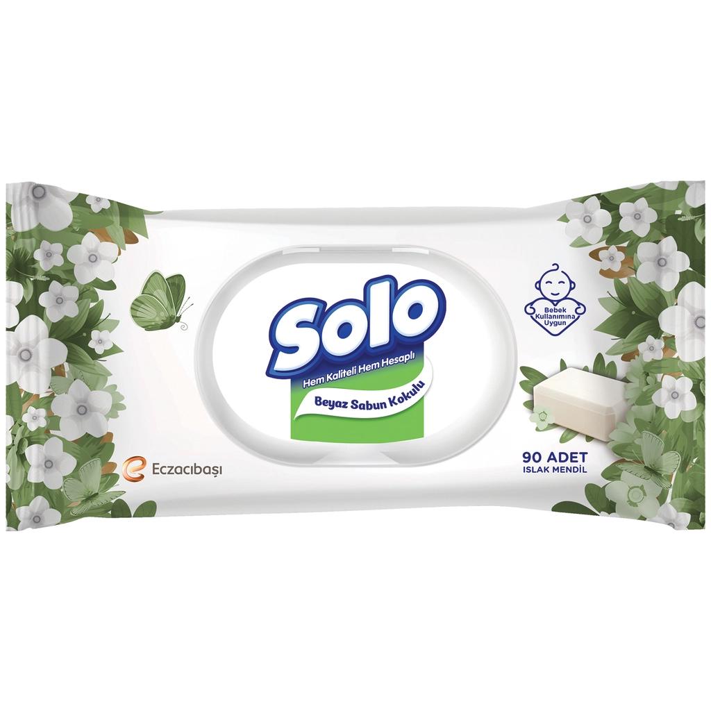 Solo White Soap Scented Wet Wipes for Fresh Cleansing 90 Count