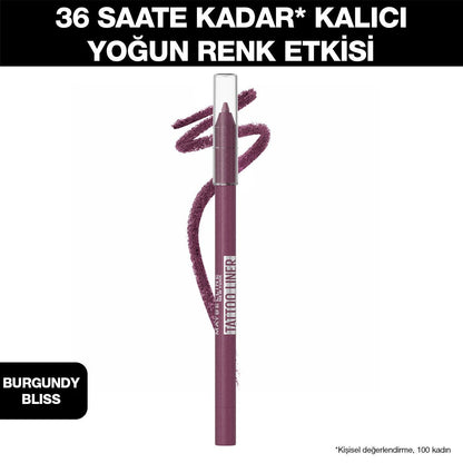Maybelline Tattoo Liner Gel Eyeliner - Burgundy Bliss: 36H Smudge-Proof, Water-Resistant