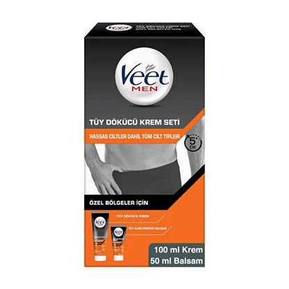 Veet Men Hair Removal Cream Set for Sensitive Skin - Gentle, Effective, and Soothing for Unwanted Hair