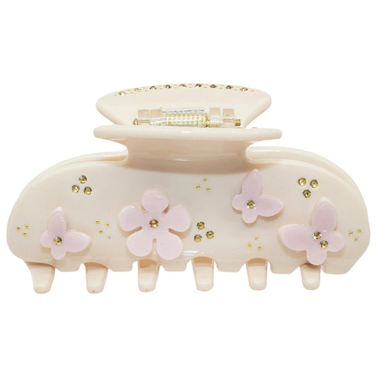 Emi Jay Sweetheart Pink Floral Hair Claw Clip - Secure Grip, Stylish & Biodegradable Accessory for All Hair Types